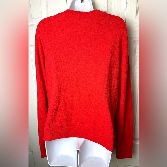 J. CREW Faux Wrap Top in Textured Crepe Vibrant Orange VNeckline Shirt Blouse - Picture 7 of 12